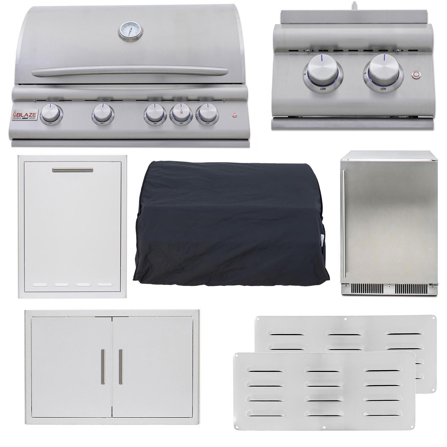 Blaze BLZ-4LTE3MG-LP LTE+ Marine Grade 8 Pc 32-in Propane Outdoor Kitchen Package - White Background thumbnail