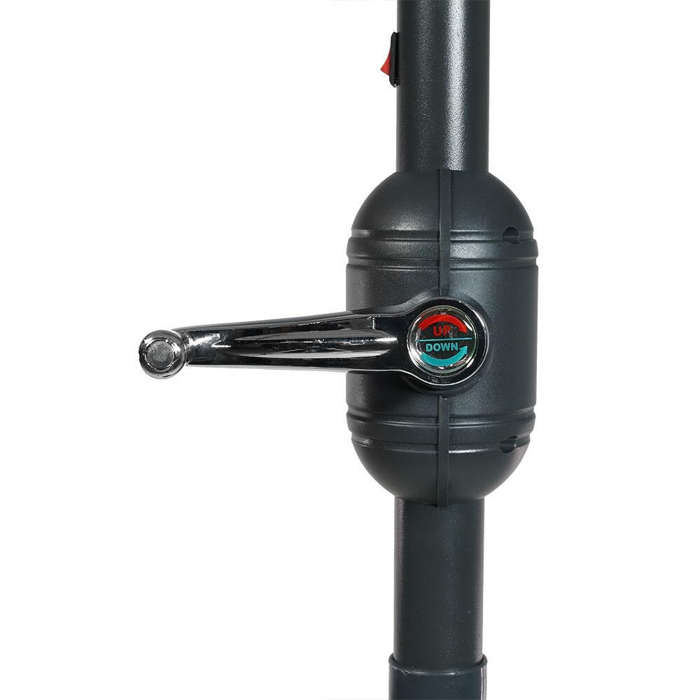 Ultimate Patio 9 Ft. Solar Lighted Octagonal Patio Umbrella W/ Crank Lift - Awning Stripe Canopy - Crank Open/Closed thumbnail