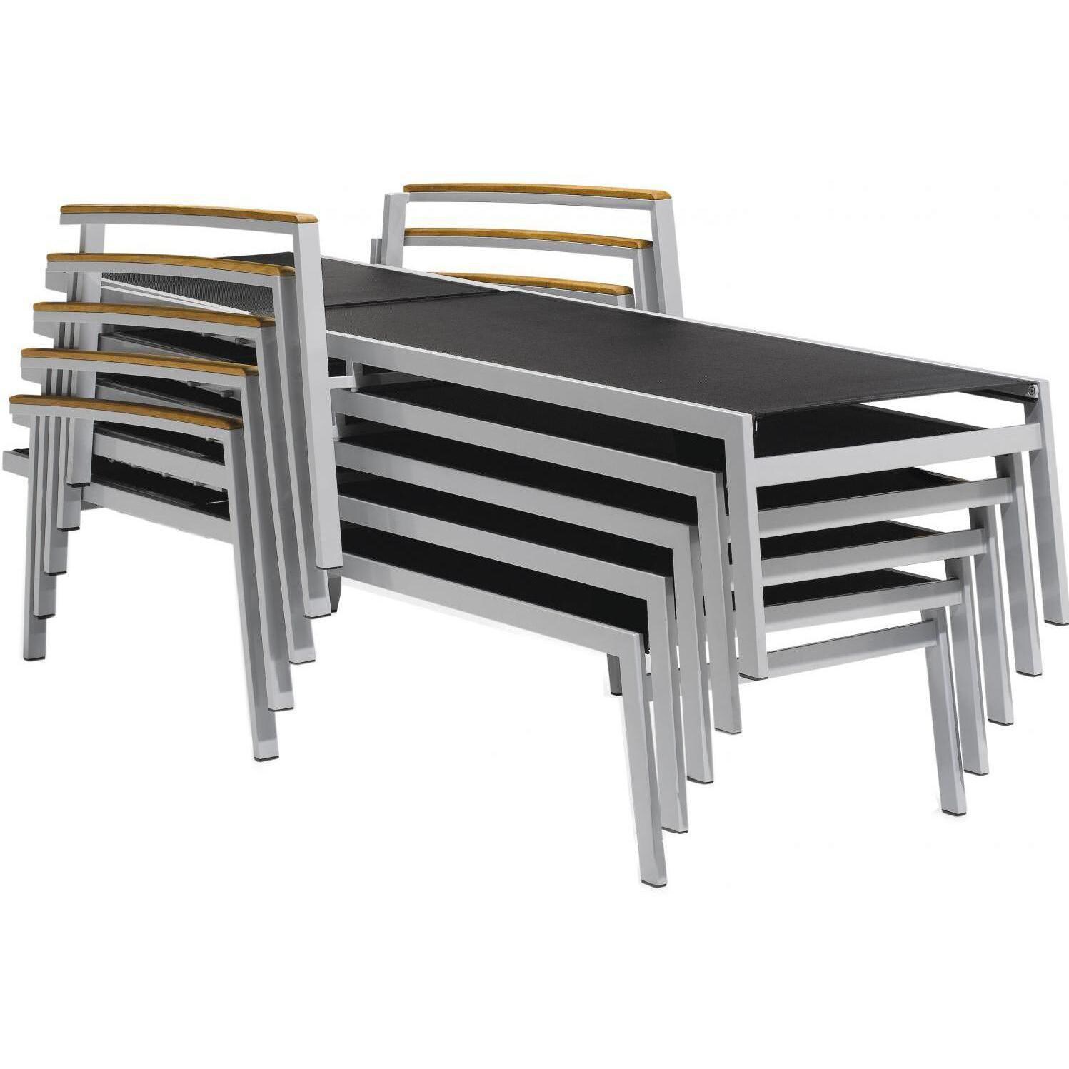 Travira Sling Patio Chaise Lounge - Black - Stacking thumbnail