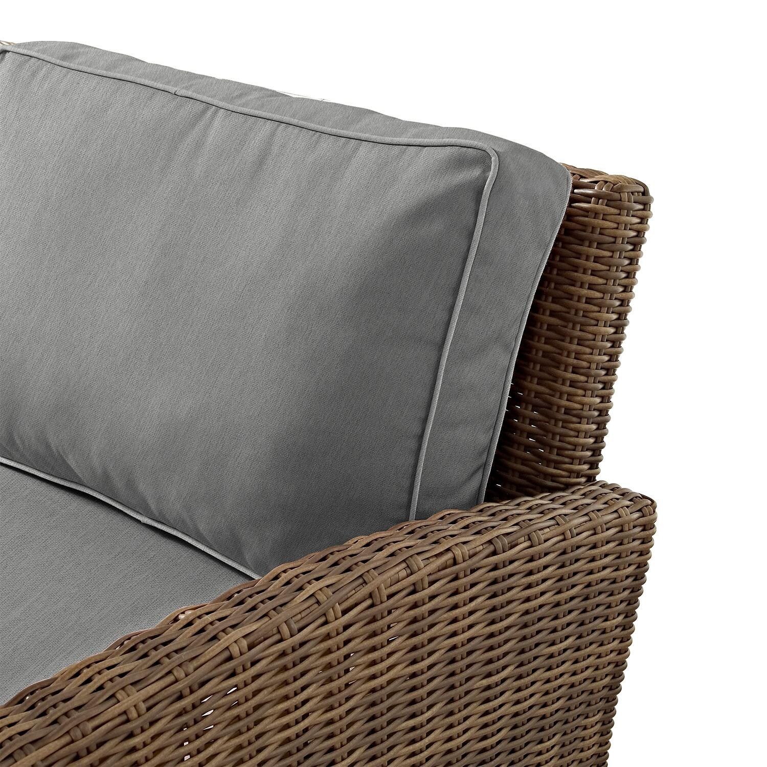 Ultimate Patio UP-92420WB-GY 4Pc Wicker Outdoor Sectional Patio Furniture Set in Gray - Corner- Detail