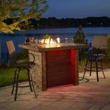 The Outdoor GreatRoom Company Marquee 58-Inch Rectangular Pub Height Propane Gas Fire Pit Table with 42-Inch Crystal Fire Burner - Mocha - Key Valve Control image