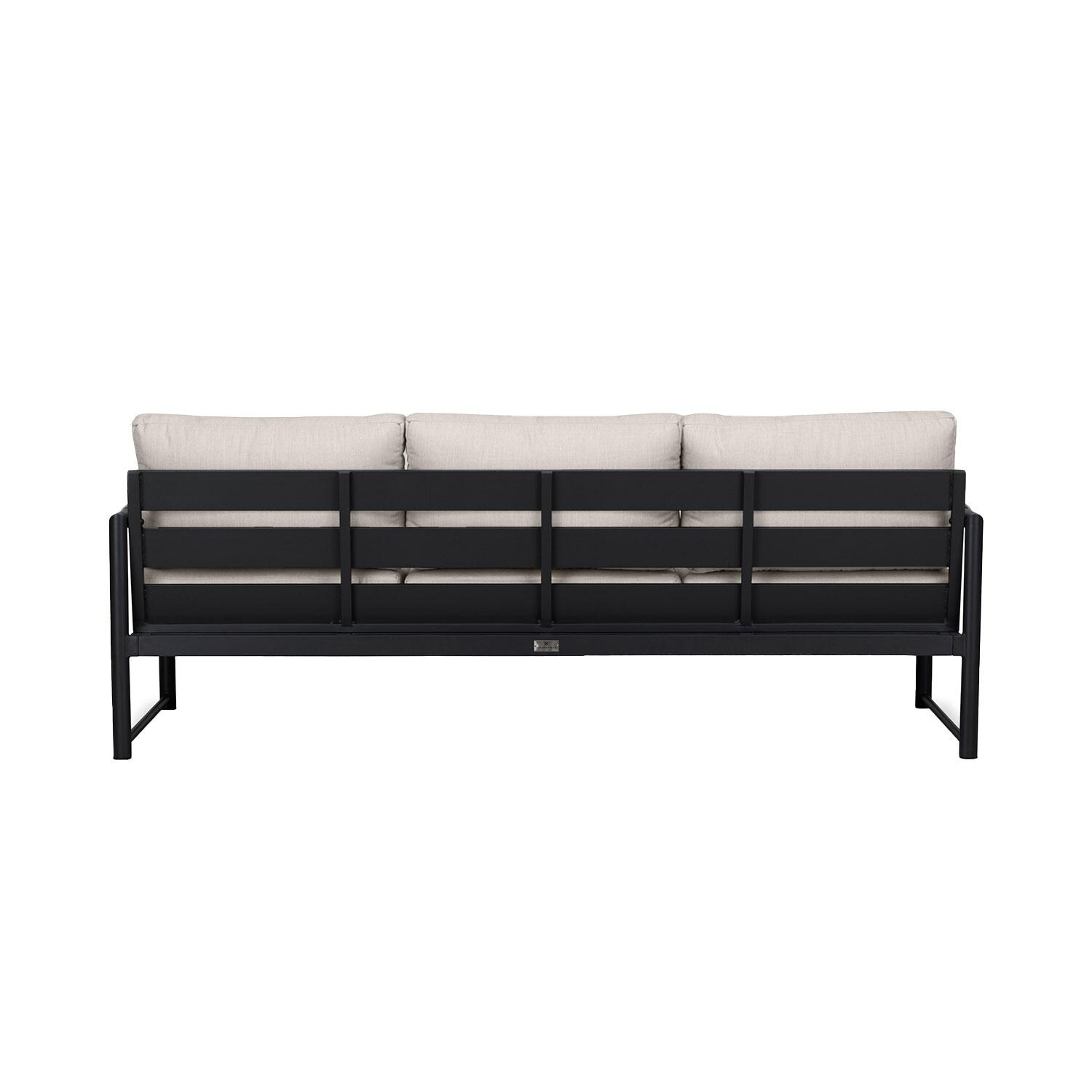 Lakeview AVEBAY-BK-CO-S-CS Avenue Bay Black/Carbon Sofa - Cast Silver - Rear View - White Background thumbnail