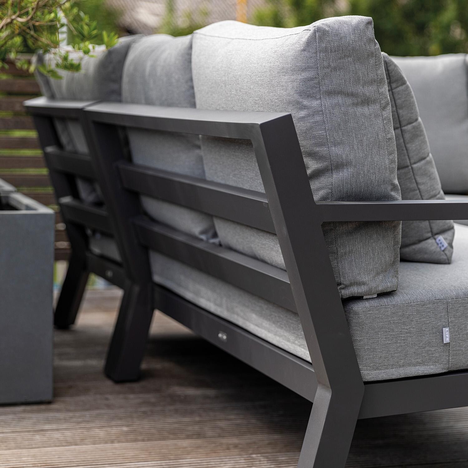 Timber 4 Pc Aluminum Sectional Set in Lava / Natte Charcoal - Back Zoomed In - Detail thumbnail