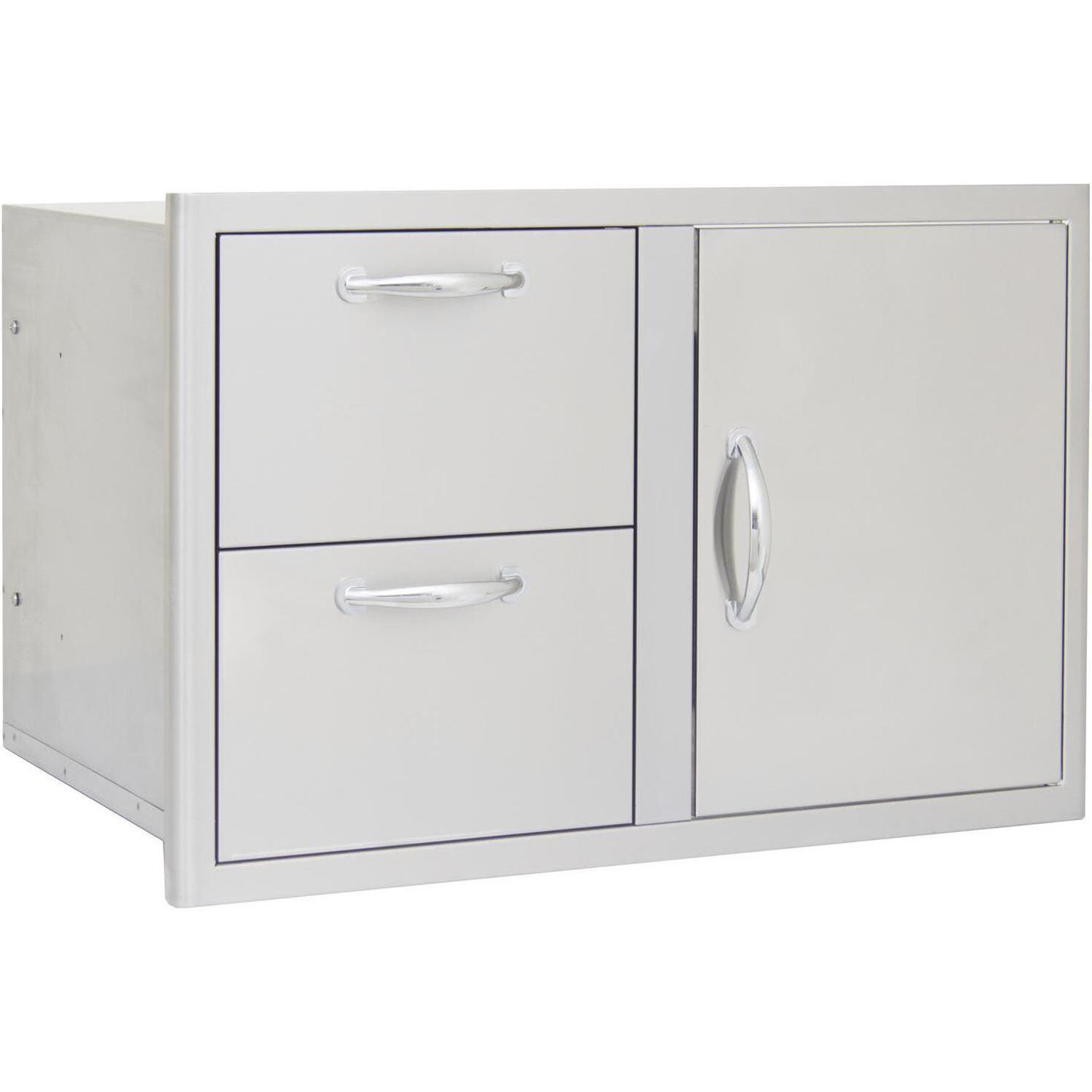 Blaze BLZ-DDC-R 32-Inch Access Door & Stainless Steel Double Drawer Combo - Angled View thumbnail