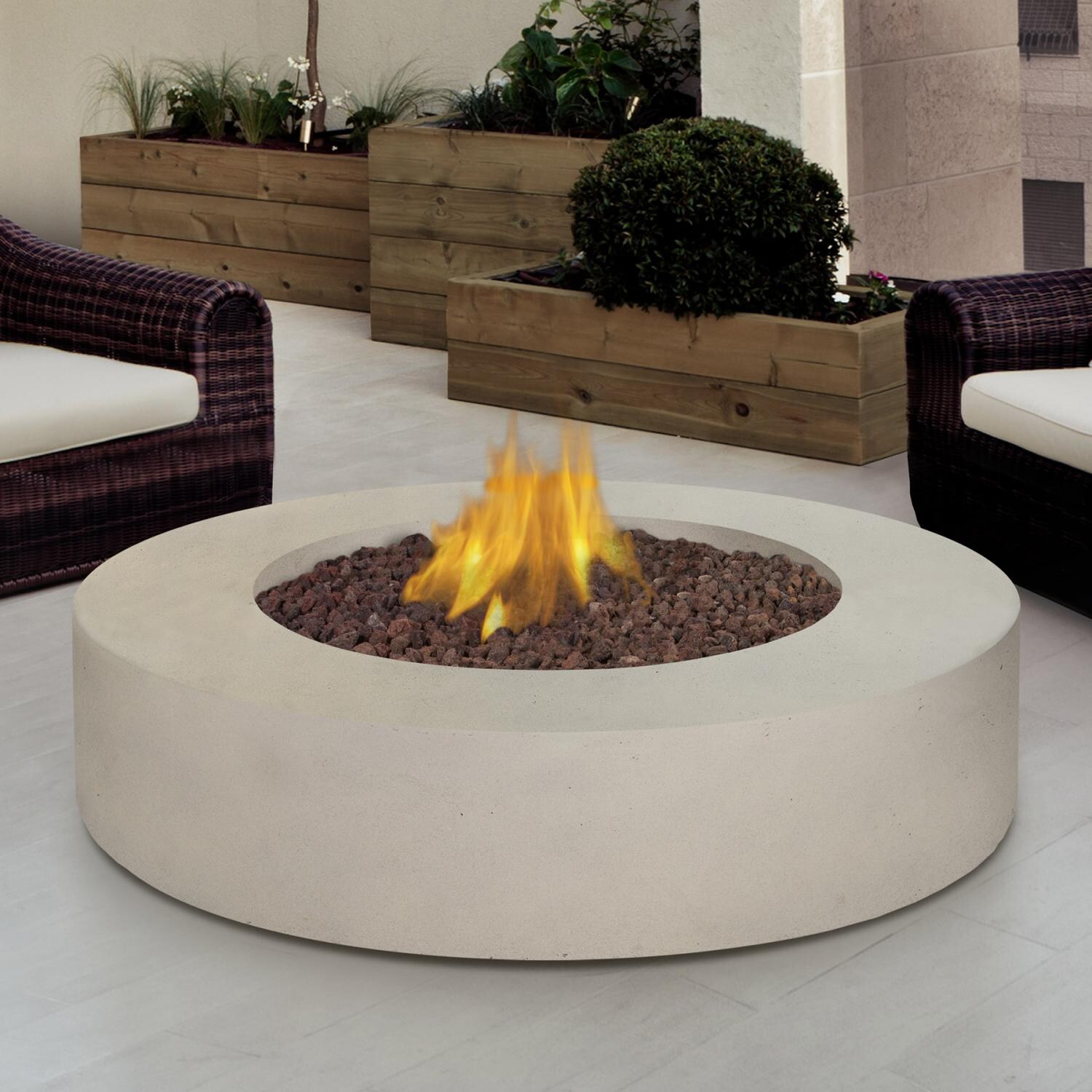 Real Flame Mezzo 42-Inch Antique White Round Propane Gas Fire Pit Table - Lifestyle thumbnail