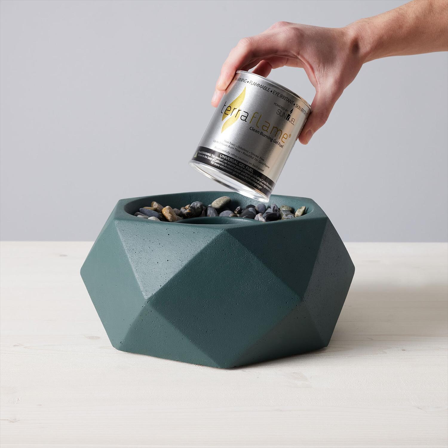 TerraFlame Geo Table Top Fire Bowl - Comex Green - Gel Fuel Added thumbnail