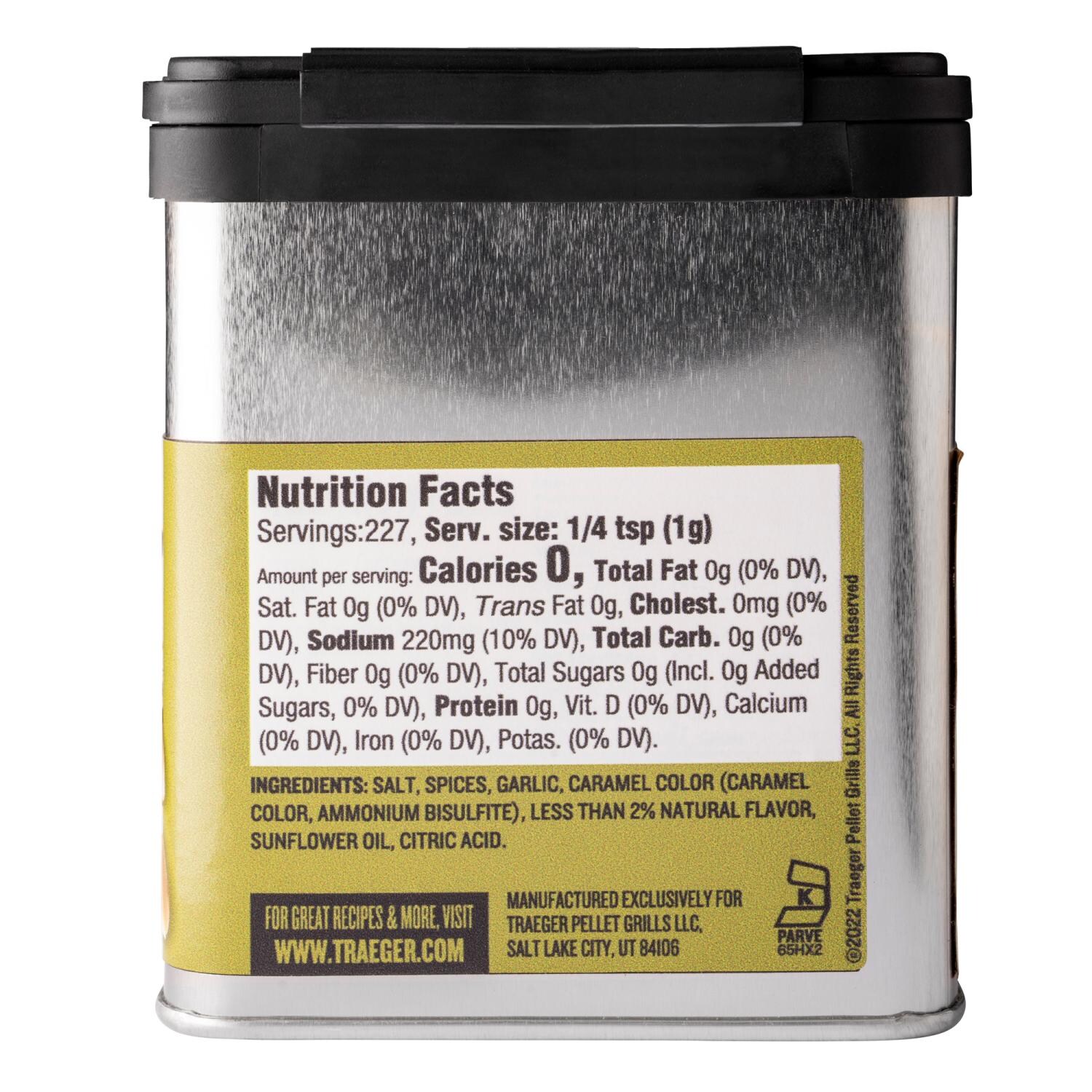 Traeger SPC178 Blackened Saskatchewan Rub - Nutrition Facts - White Background thumbnail