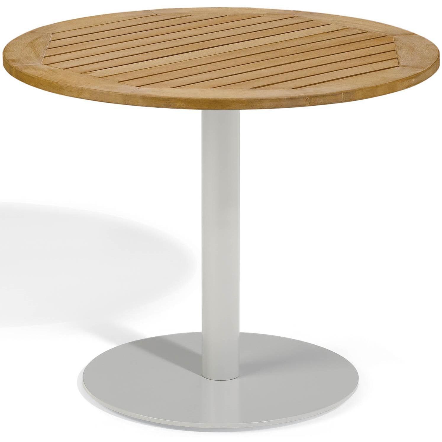 Travira 36 Inch Round Patio Bistro Table W/ Tekwood Natural Top By Oxford Garden