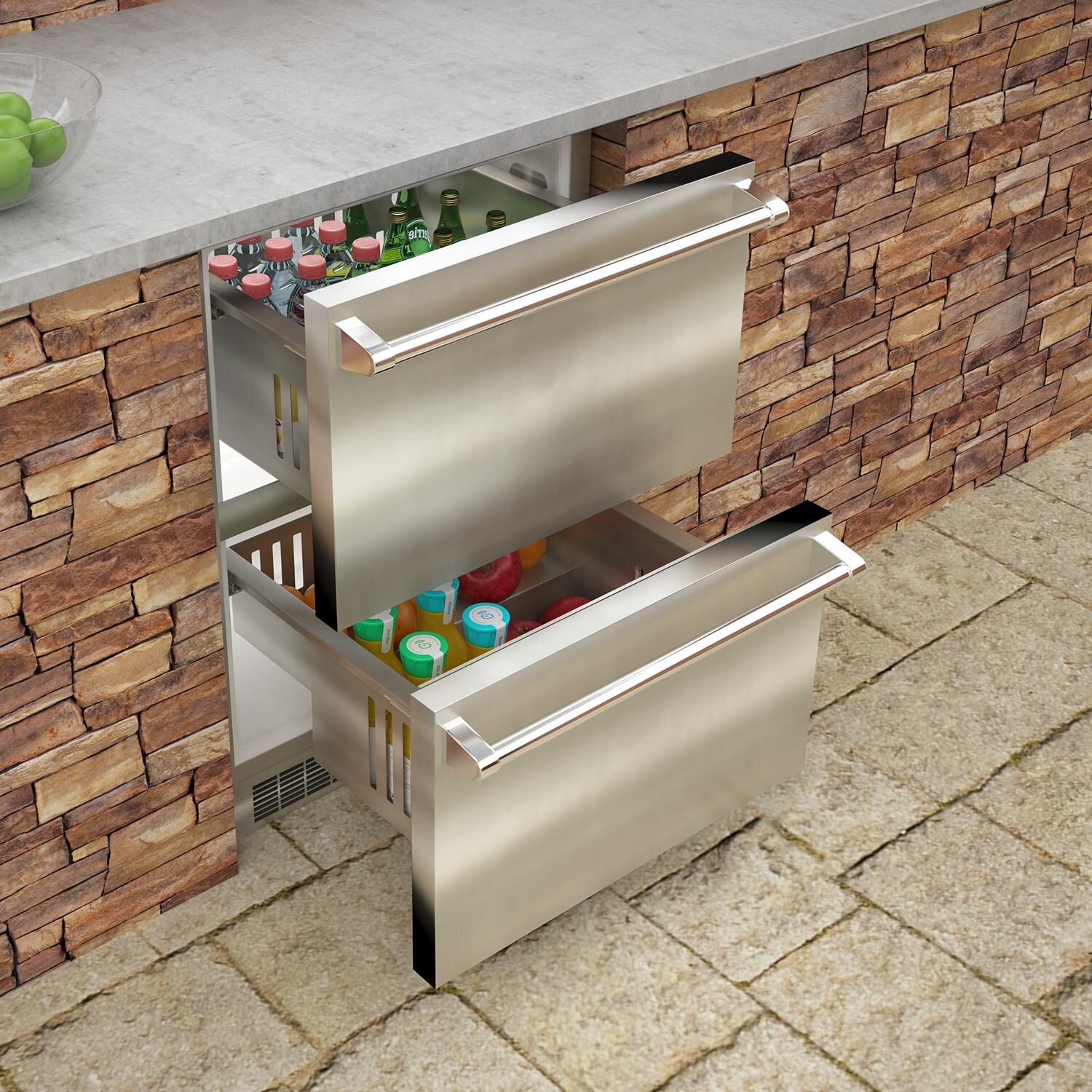 Marvel MODR224SS71A 24-Inch 5 Cu. Ft. Outdoor Rated Refrigerated Drawers - Lifestyle View thumbnail