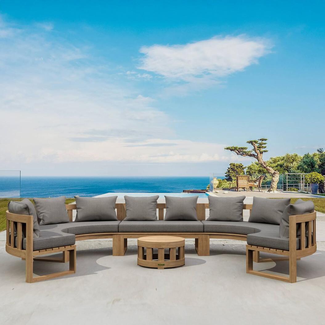 St. Charles 10 Person Teak Seating Set in Cast Slate by Lakeview Outdoor Designs