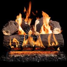 GasLogGuys 18 Inch Canyon Fire Charred Oak Vented Natural Gas Log Set + H-Burner - Match Light