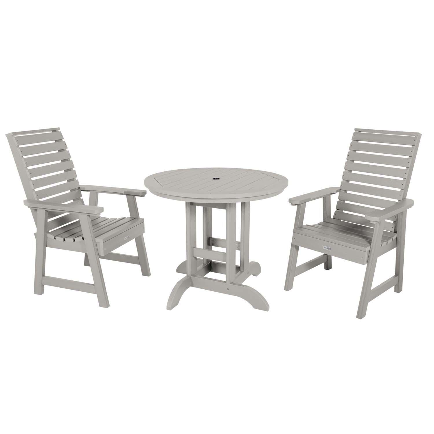 Elm Pointe 3 Pc Recycled Plastic Round Dining Set in Harbor Gray By Lakeview Outdoor Designs - White Background thumbnail