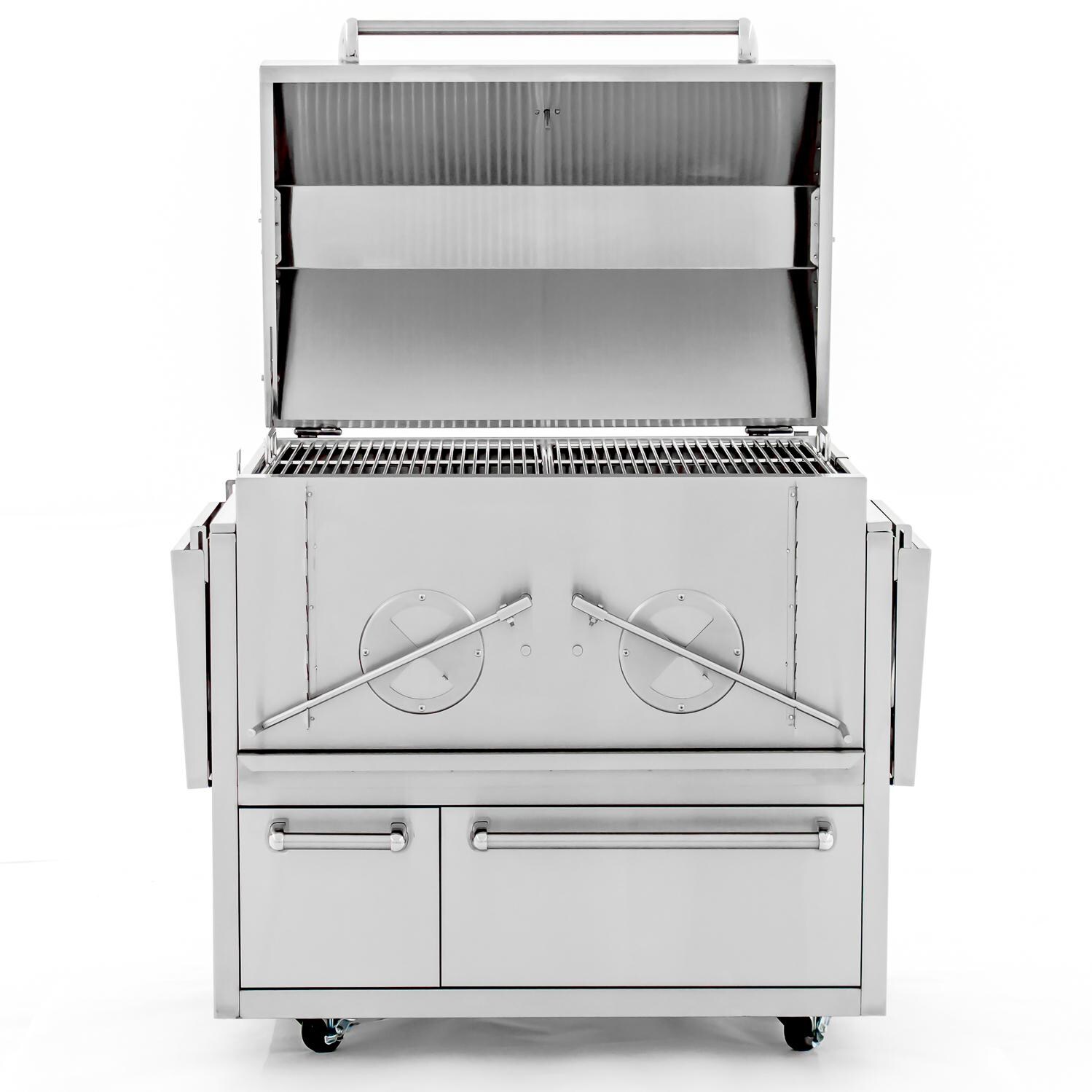 Cajun Grill Preaux 36-Inch Freestanding Charcoal Grill - Hood Open thumbnail