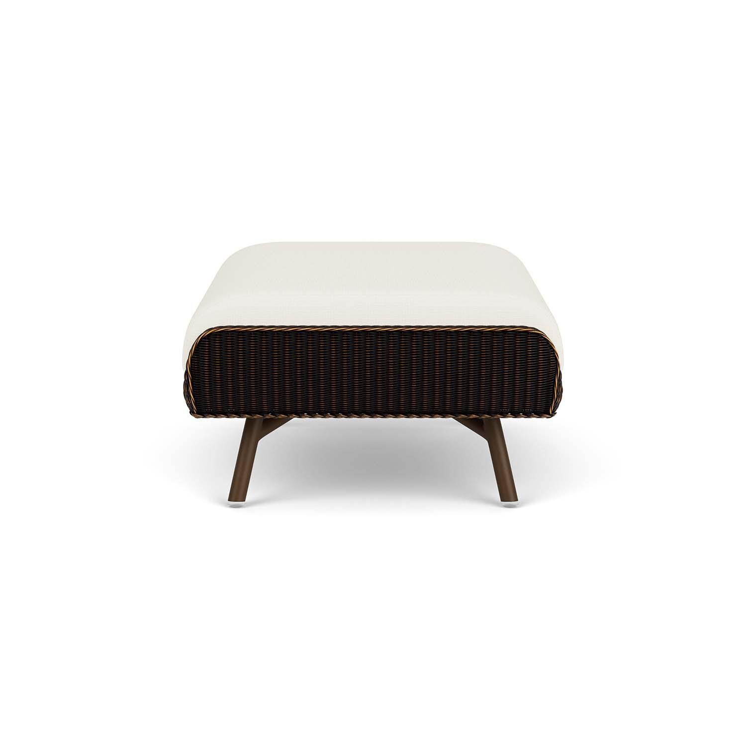 Lloyd Flanders Essence Ottoman W/Sailcloth Salt Fabric - Mink Finish - Side thumbnail