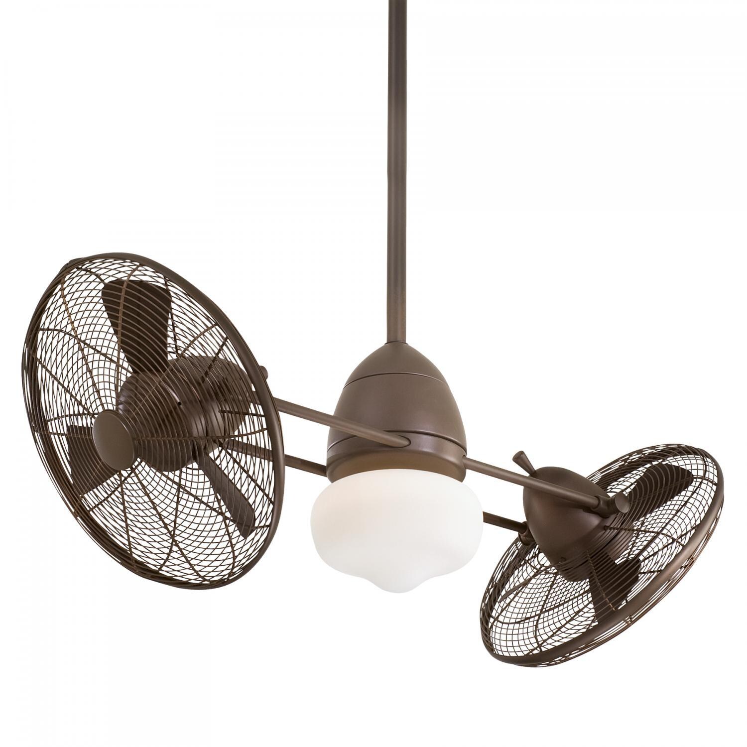Minka-Aire F402L-ORB Gyro Wet 42-Inch LED Twin Turbofan in Oil Rubbed Bronze Finish w/ Integrated Schoolhouse Globe Light - With Light thumbnail