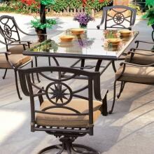 Darlee Ten Star 7 Piece Cast Aluminum Patio Dining Set With Glass Top Table image