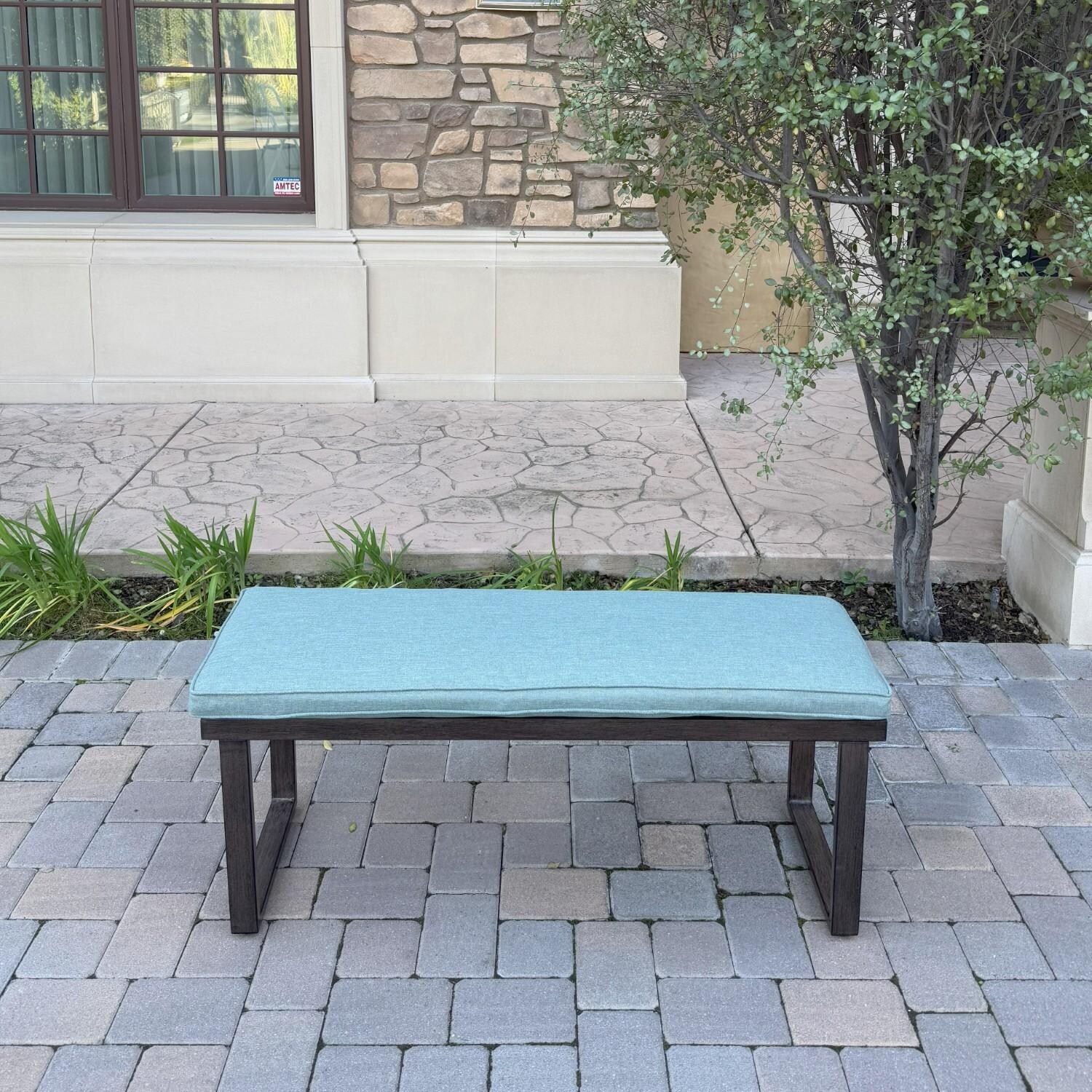 Atlantis 47 1/2-in Aluminum Bench w/ Spa Cushion by Darlee - Hero - Lifestyle thumbnail