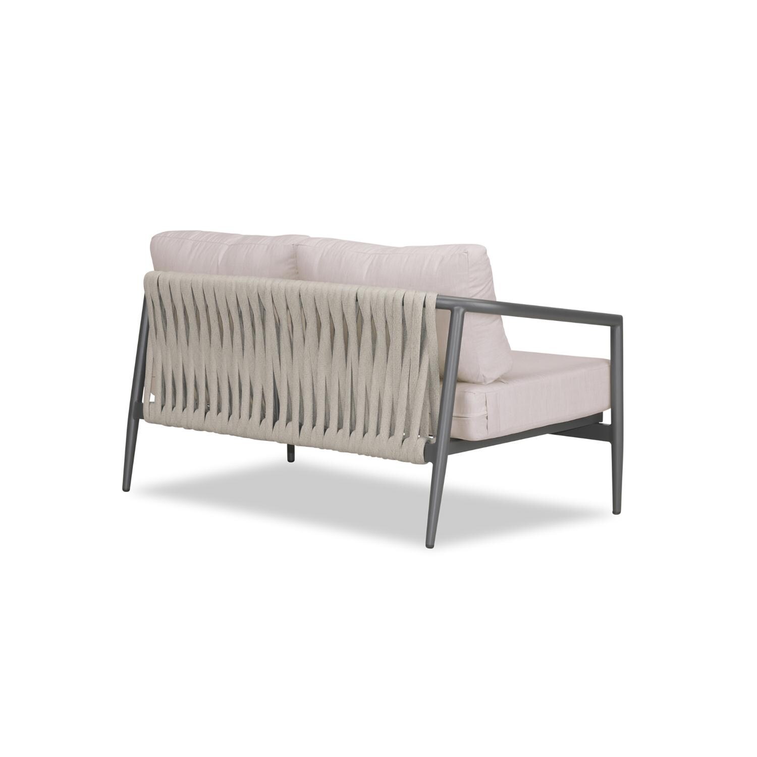 Lakeview Midnight Cove 2 Person Aluminum Loveseat in Slate/Pebble Gray/Cast Silver - Back Right - White Background thumbnail