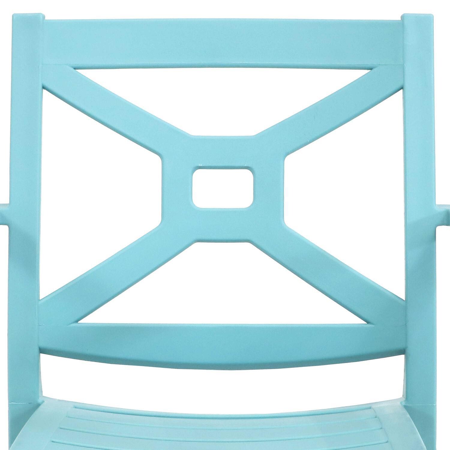 Ultimate Patio Plastic Outdoor Arm Chair - Spring Blue - Backrest Detail thumbnail
