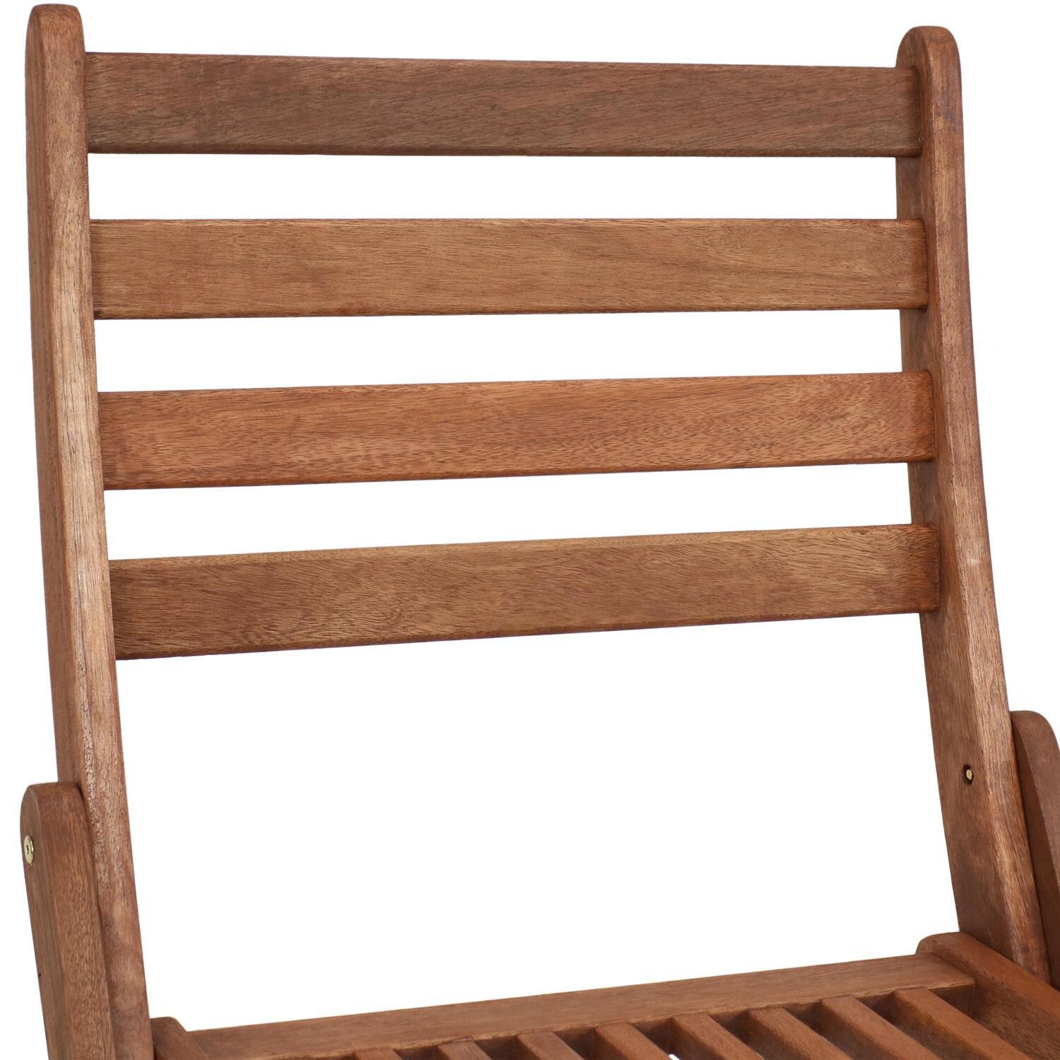 Ultimate Patio Meranti Wood Outdoor Folding Bistro Chair - Teak Oil Finish - Backrest Detail thumbnail