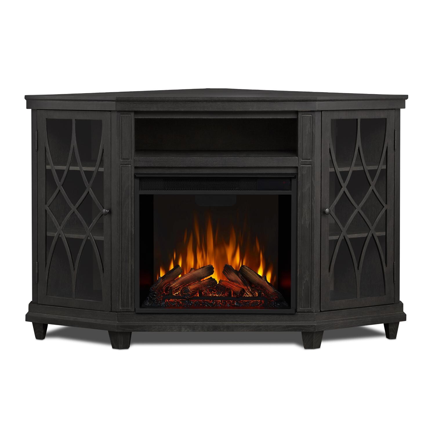 Real Flame - 1750E-GRY - Lynette 56-Inch Corner Electric Fireplace Entertainment Center - Gray - Front thumbnail