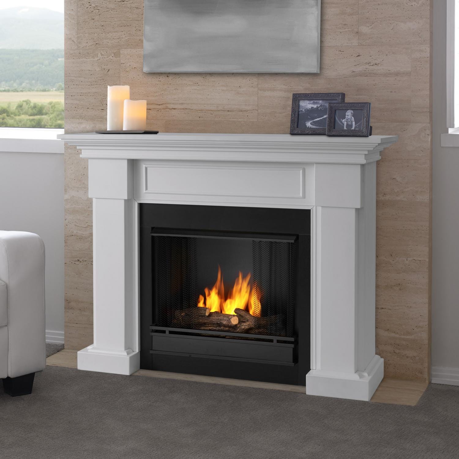 Real Flame Hillcrest Gel Fireplace - Lifestyle - White thumbnail