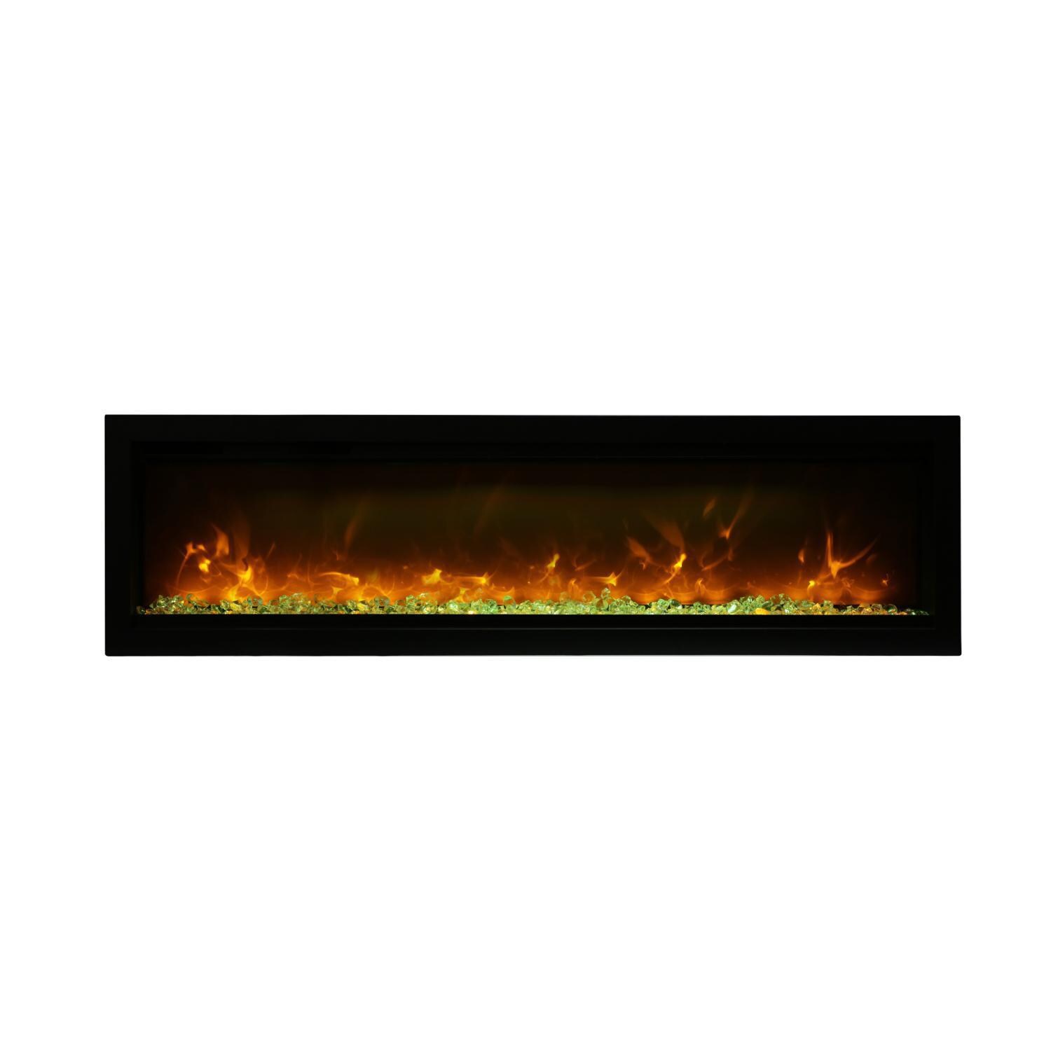 Amantii Symmetry Series Built-In 60-Inch Electric Fireplace with Black Steel Surround - ICE Media Kit - Indoor/Outdoor - SYM-60-B - Yellow Flame thumbnail