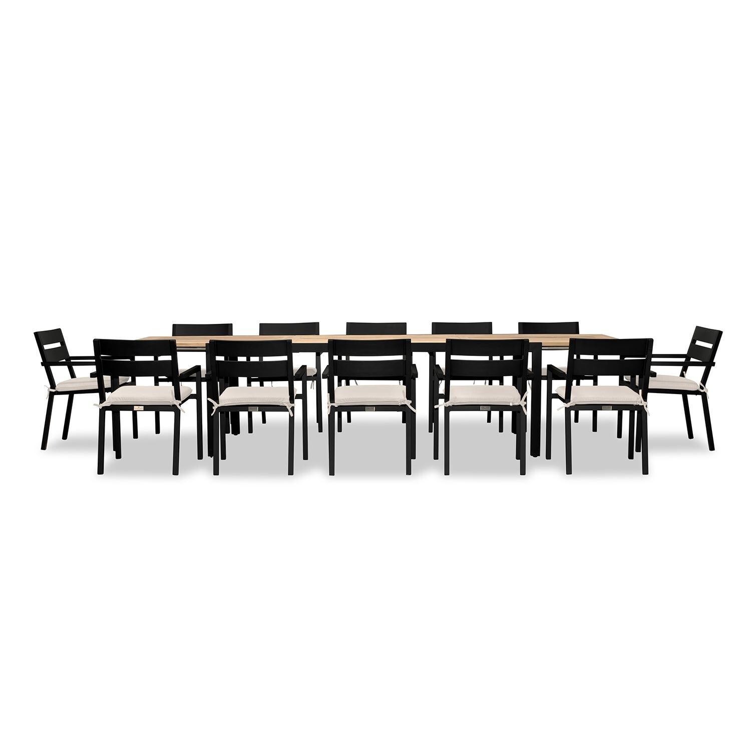Calm Bay Communal 13 Pc Reclaimed Teak Extendable Dining Set in Black/Cast Silver by Lakeview - White Background 2 thumbnail