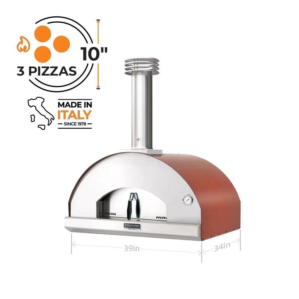 Fontana Forni FTMF-R Mangiafuoco Wood-Fired - Red - Pizza Count - Dimensional thumbnail