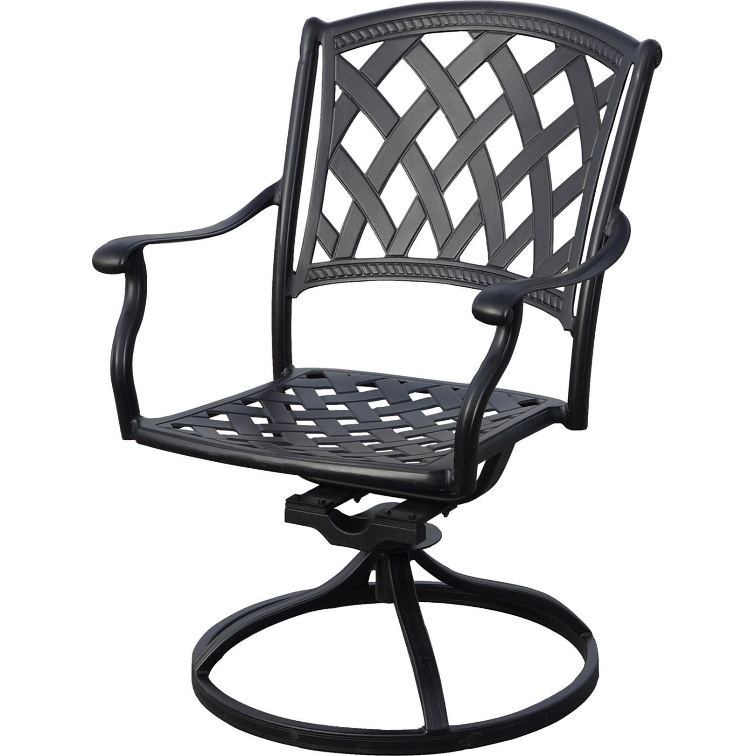 Darlee B/201630-9PCR-88W Ocean View 9 Pc Cast Aluminum Dining Set w/ Rockers in Antique Bronze - Swivel Chair - White Background thumbnail