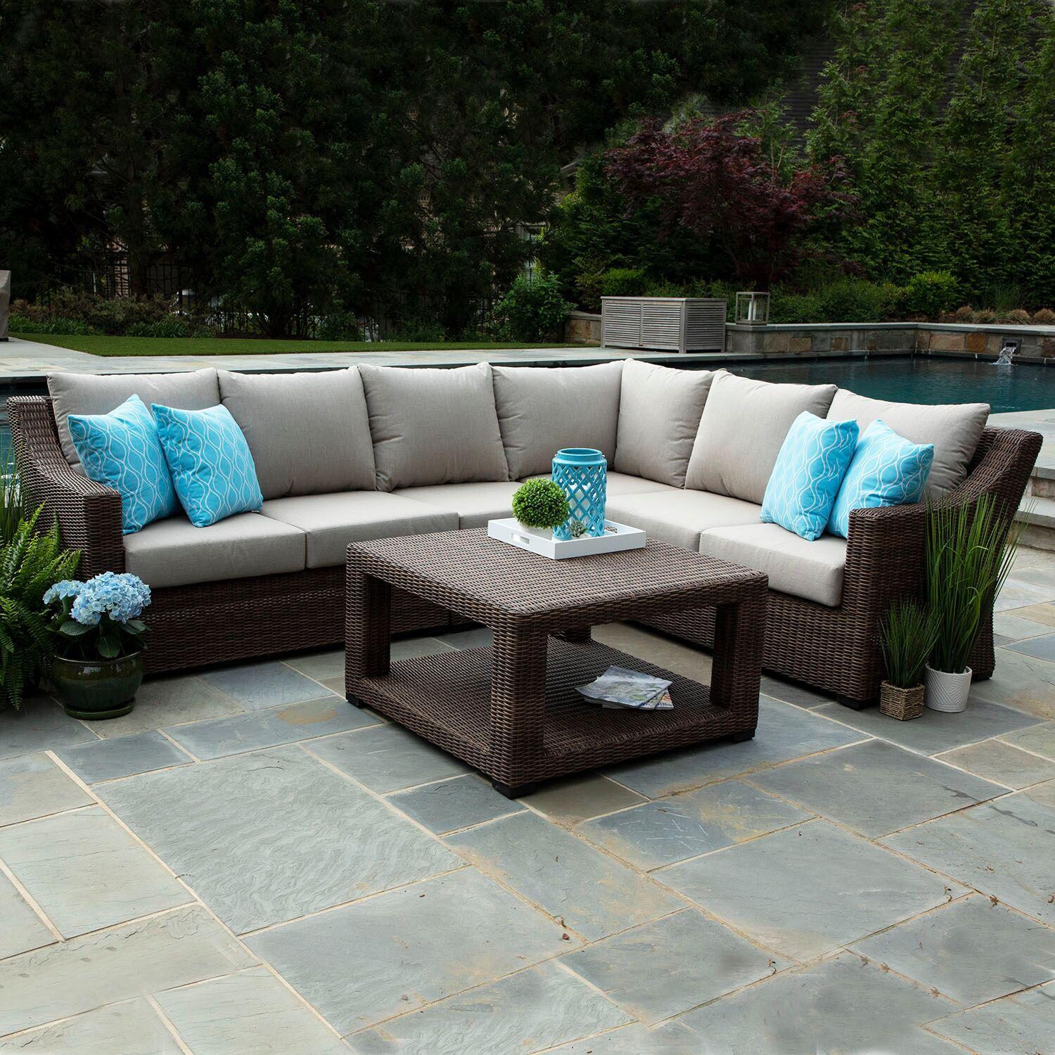 Alder 5 Piece Wicker Sectional Set by Canopy Home and Garden thumbnail