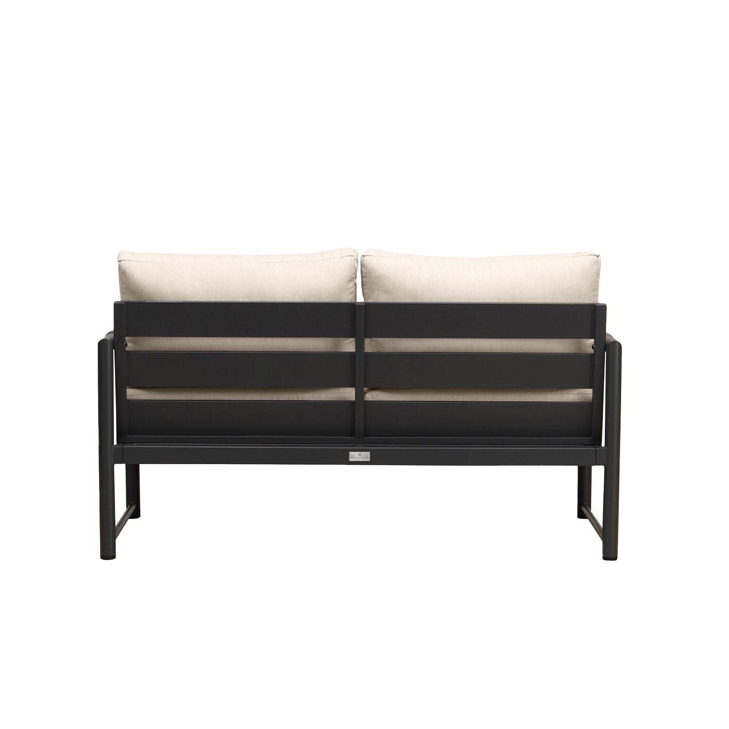 Lakeview AVEBAY-BK-CO-LS-CF Avenue Bay Black/Carbon Loveseat - Canvas Flax - Rear View - White Background thumbnail