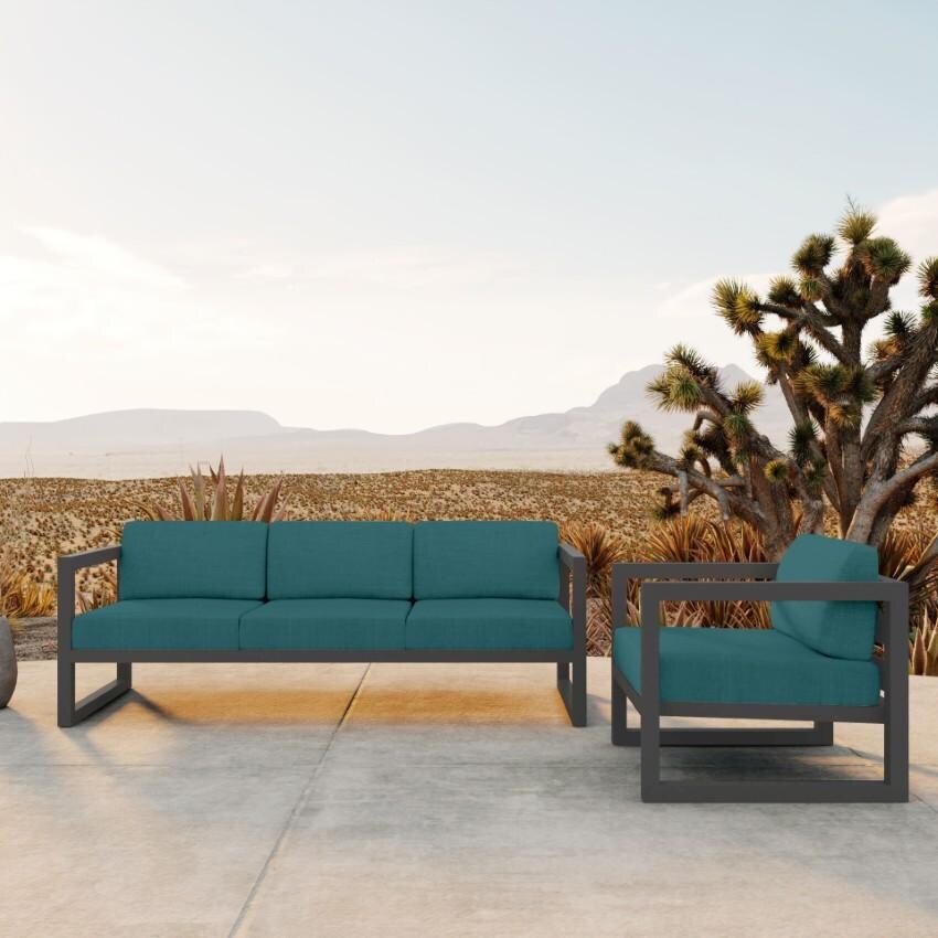 Misty Cove 2 Pc Aluminum Seating Set in Slate/Spectrum Peacock by Lakeview Outdoor Designs