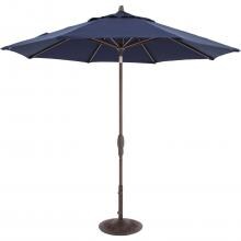 9 Ft. Octagonal Aluminum Auto Tilt Patio Umbrella W/ Crank Lift & 50 Lb. Moderna Base By Lakeview Outdoor Designs - Bronze Frame / Sunbrella Canvas Navy Canopy image