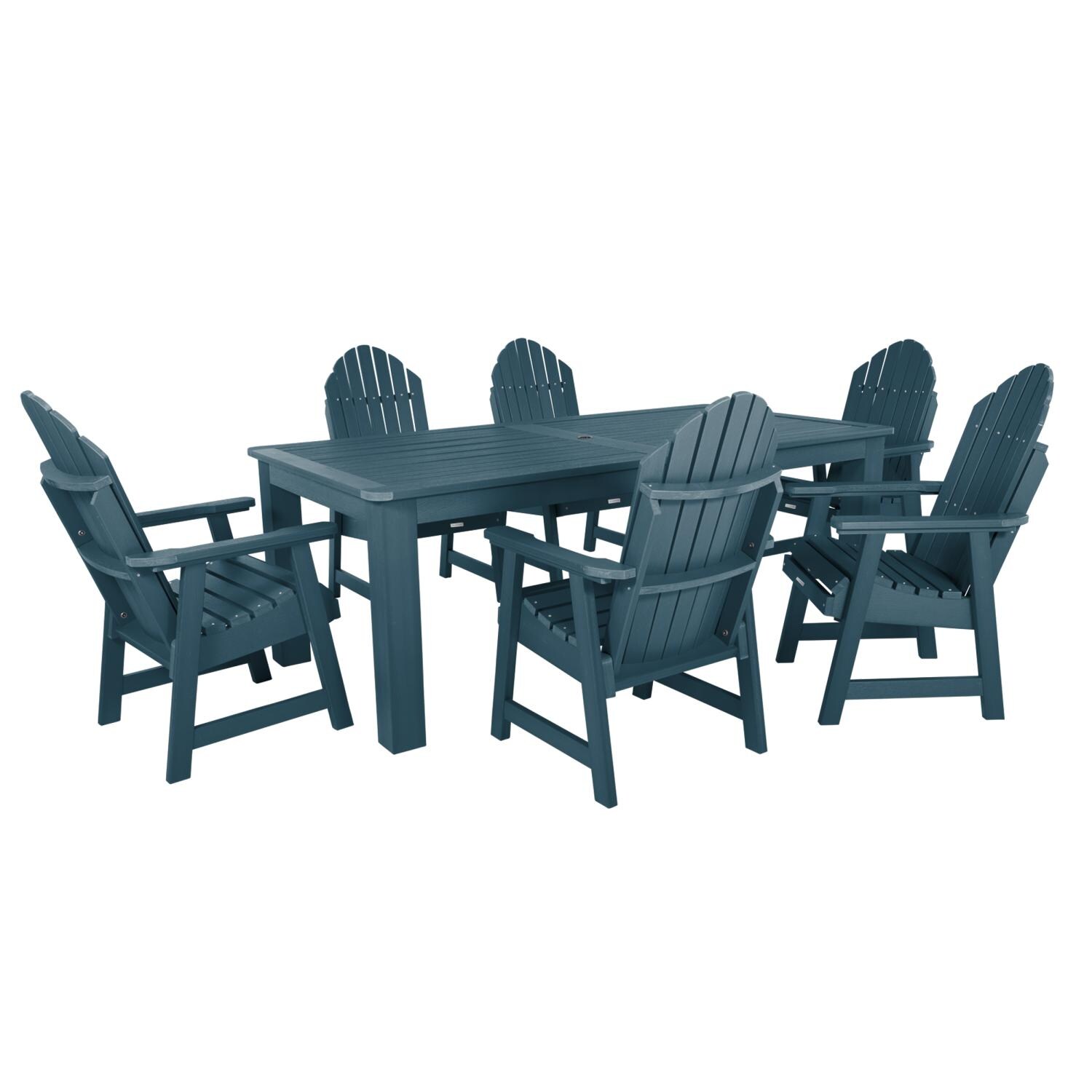 Dream Bay 7 Pc Recycled Plastic Dining Set In Nantucket Blue by Lakeview - White Background thumbnail