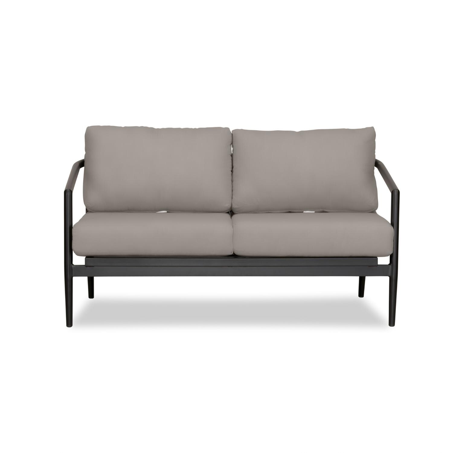 Midnight Cove 2 Person Aluminum Loveseat in Black/Canvas Charcoal by Lakeview Outdoor Designs