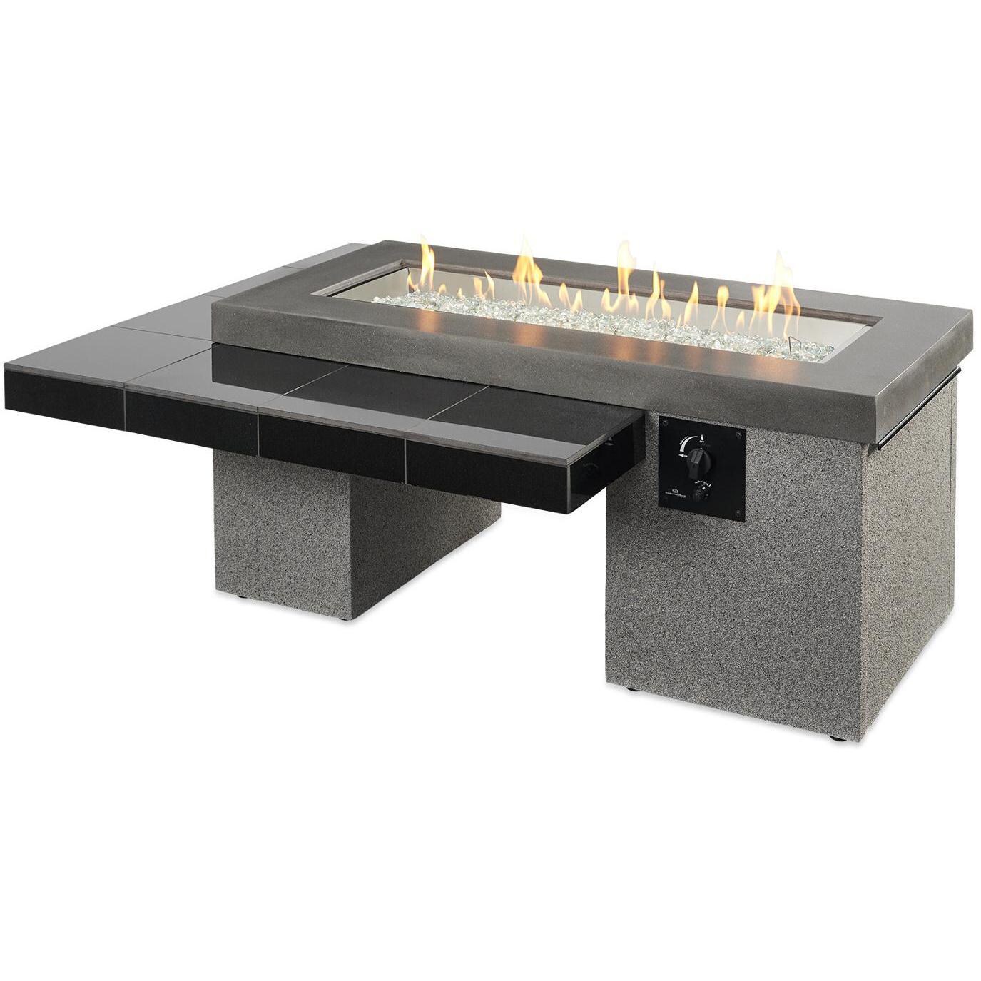 Lakeview Outdoor Designs Emfield Linear Gas Fire Pit Table - Black - Flame - White Background thumbnail