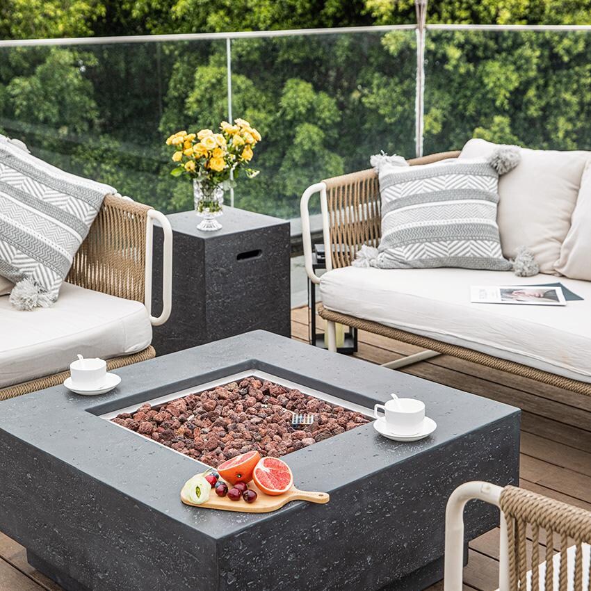 Elementi Manhattan OFG103DG-LP 36-Inch Propane Dark Gray Fire Pit Table - Unlit Lava Rock thumbnail