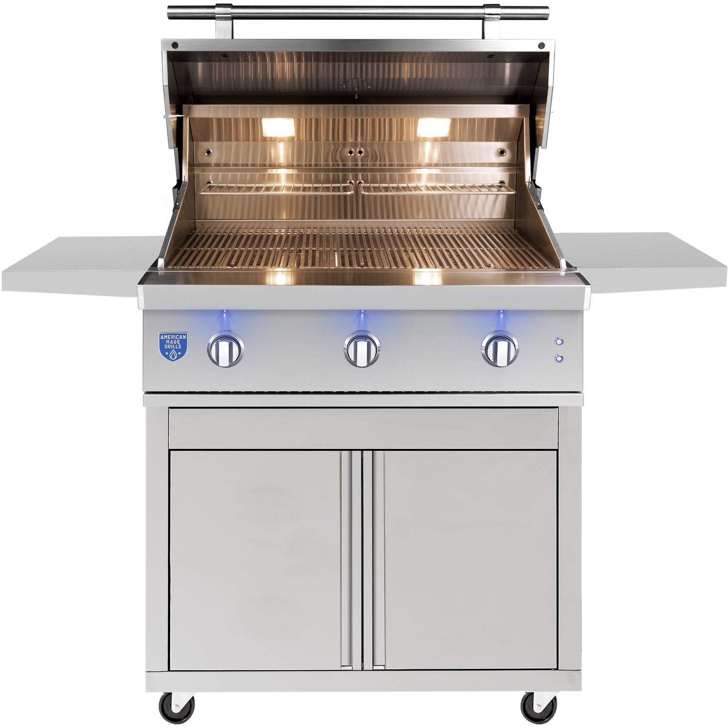 American Made Grills Atlas 36 Inch Freestanding Grill ATSFS36-NG - Natural Gas - Front Lid Open - White Background thumbnail