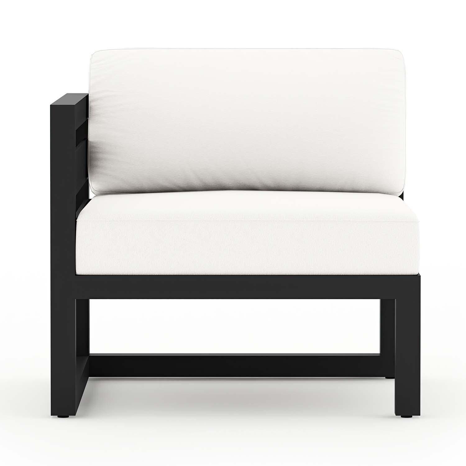 Misty Cove 6 Pc Aluminum Sectional Seating Set w/ Swivel Chairs in Black/Canvas Natural by Lakeview Outdoor Designs - Left Chair - White Background thumbnail