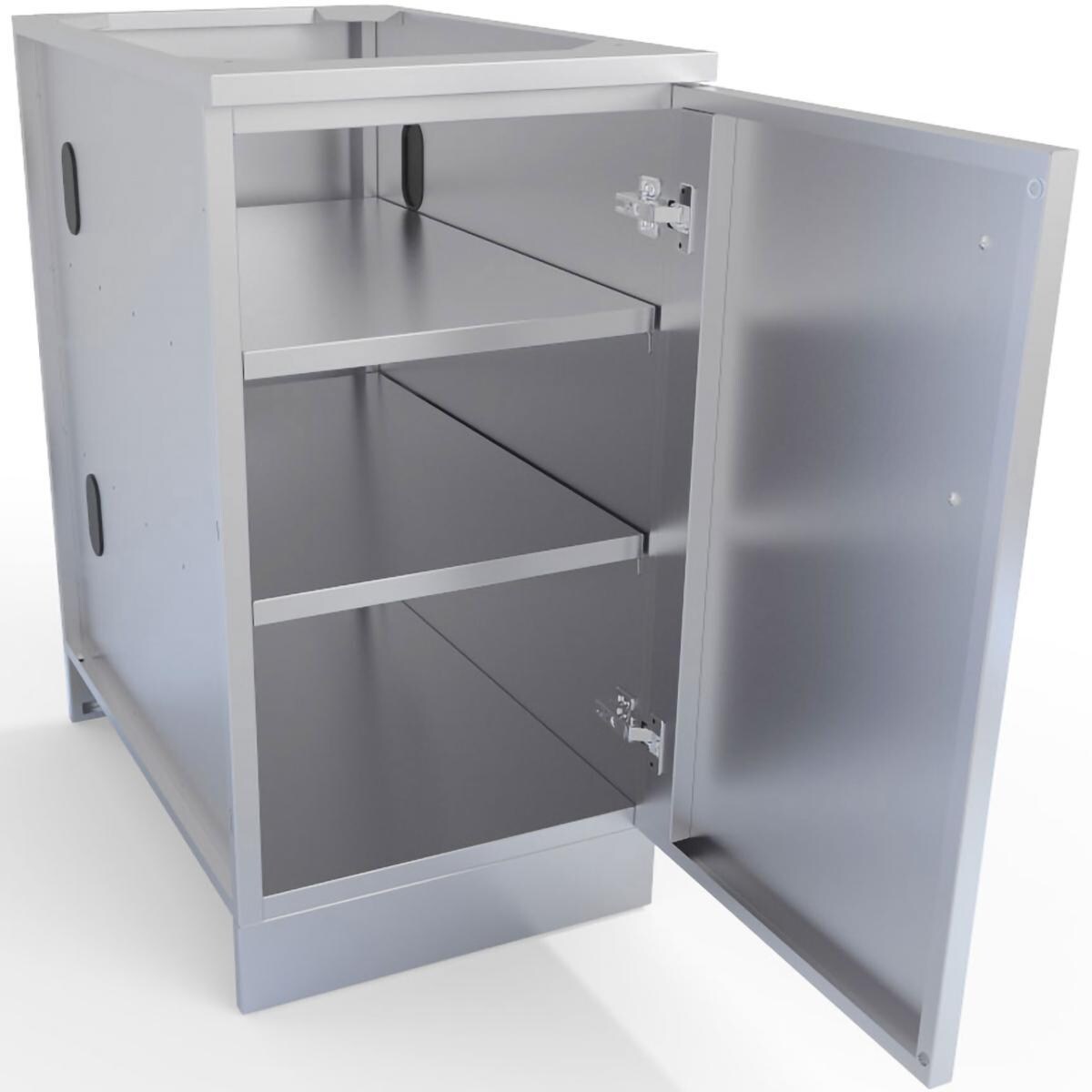 Sunstone SBC18FSDR 18-in Outdoor Kitchen Right Hinge Single Door Island Cabinet - Cabinet Interior With Storage Shelves - White Background thumbnail