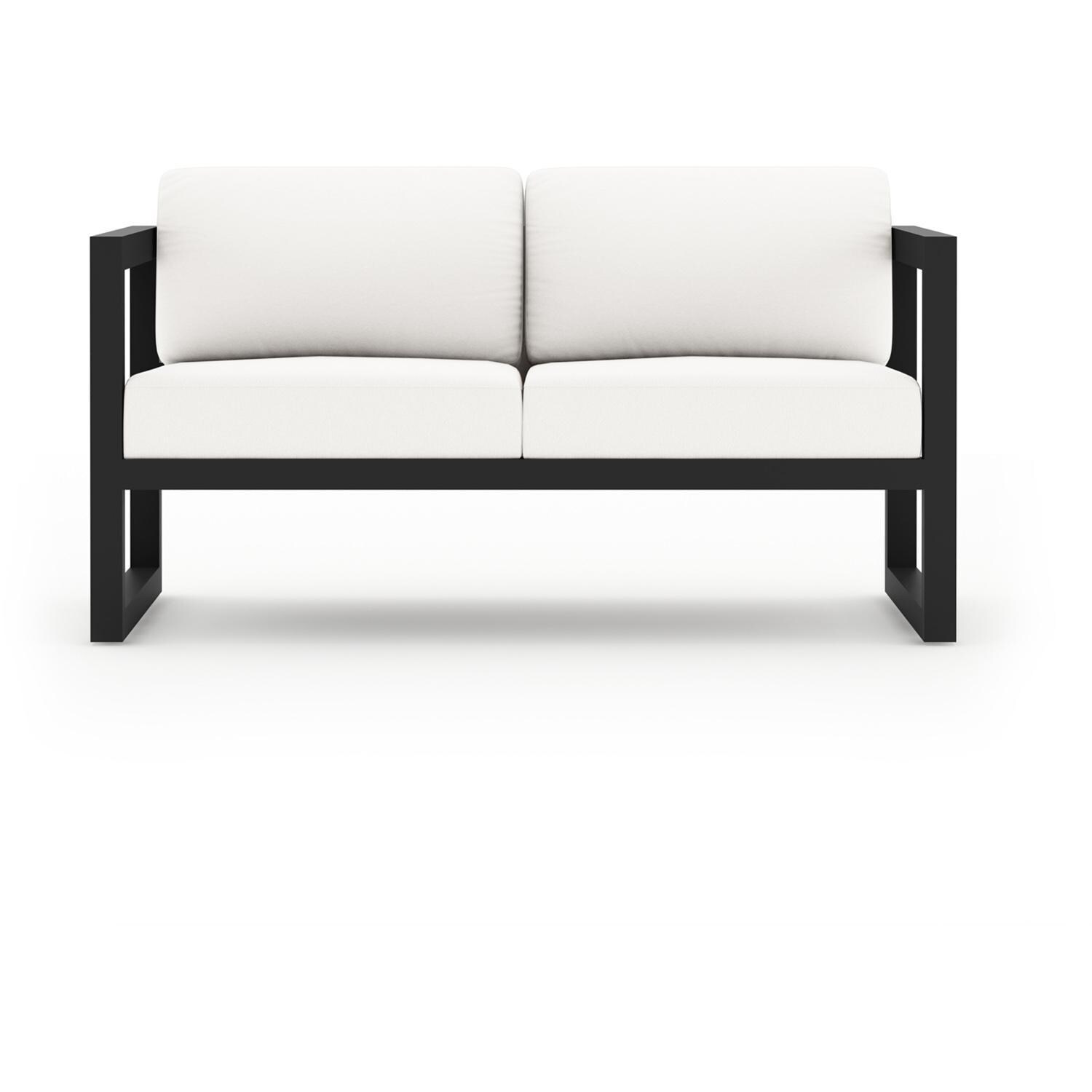 Lakeview MSTYMAS-BK-4SS-CN Misty Cove 4 Pc Aluminum Seating Set in Black w/Loveseat & Canvas Natural Cushions by Lakeview Outdoor Designs - Loveseat - White Background thumbnail