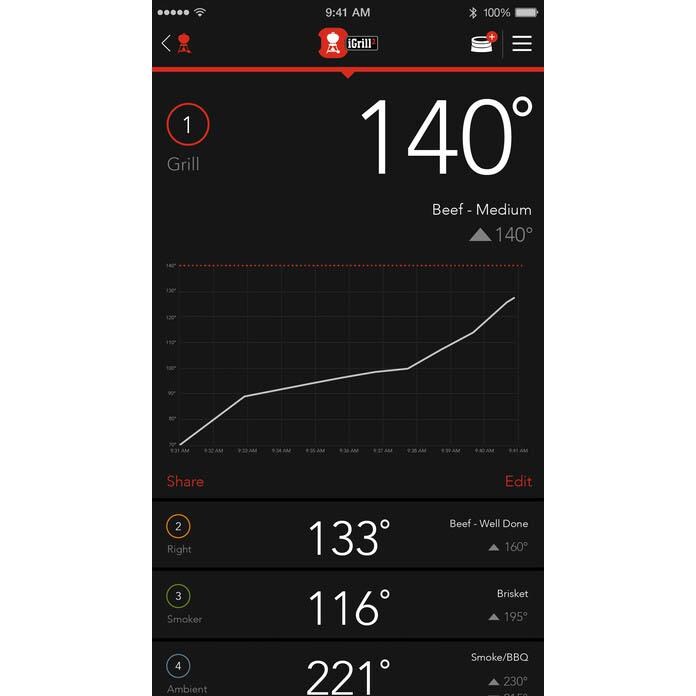 Weber 7204 iGrill 3 Wireless Bluetooth Smart Connection Grill Thermometer App - Temp Detail thumbnail