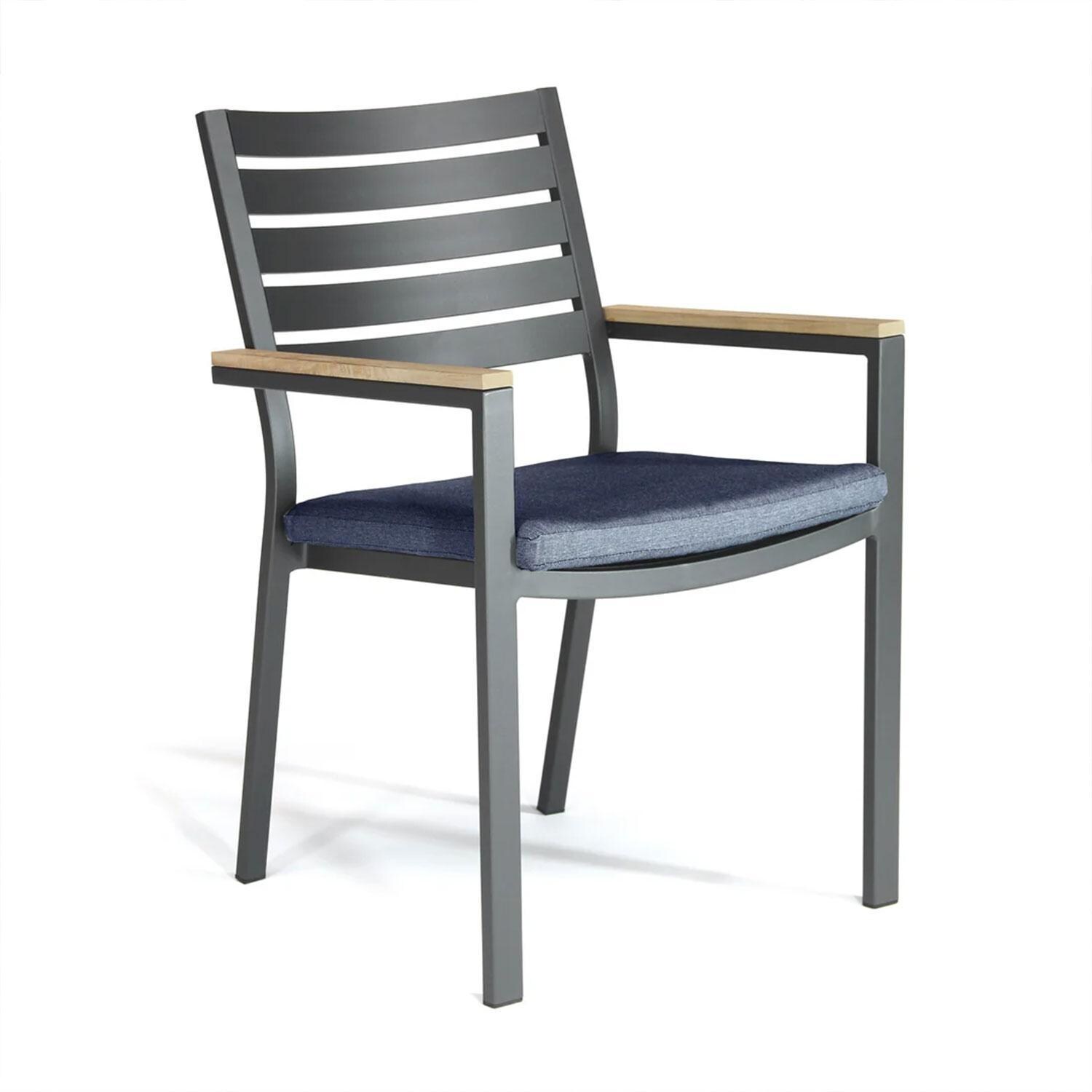Elba 9 Pc Aluminum/Teak Dining Set in Spectrum Indigo By KETTLER - Dining Chair - White Background thumbnail