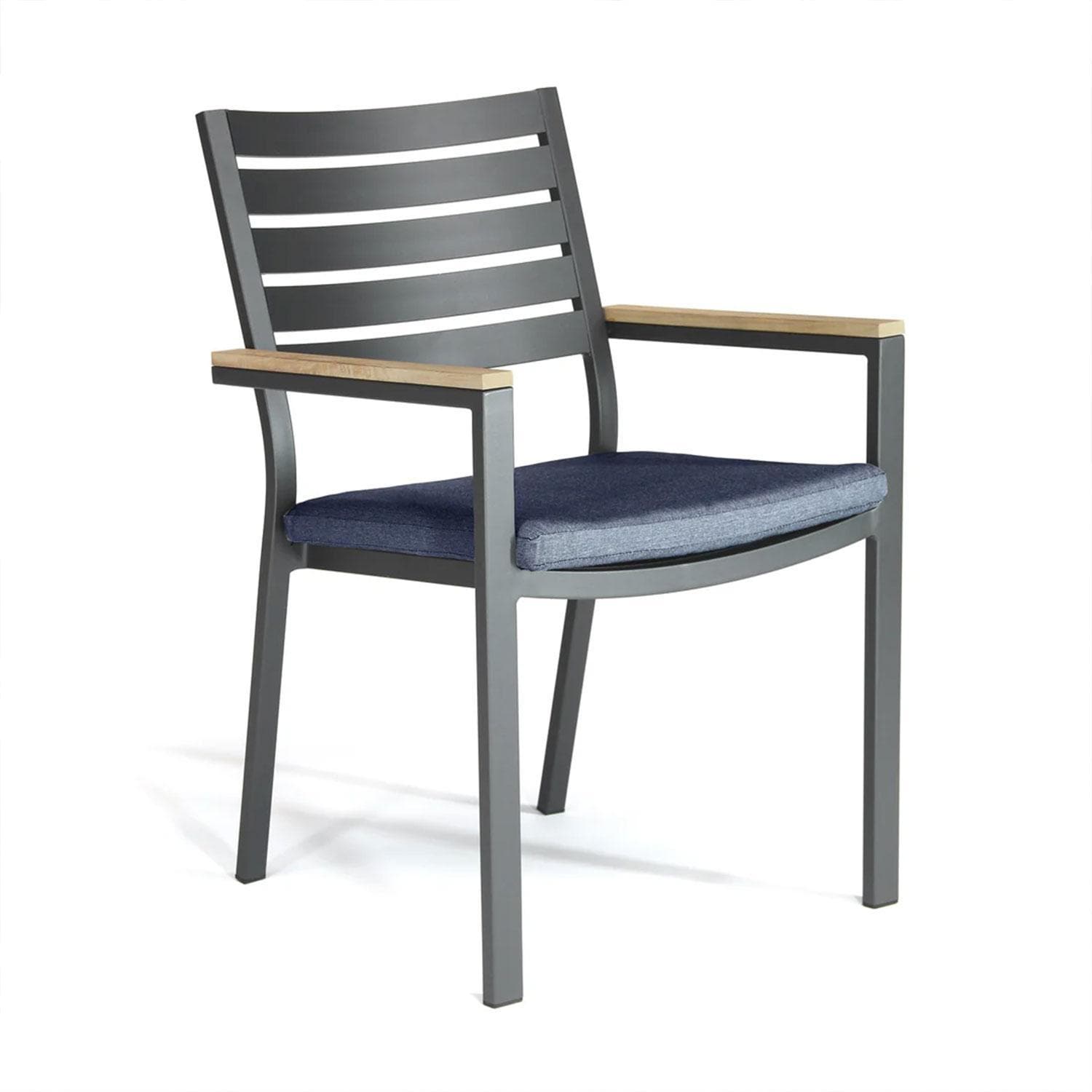 Elba 9 Pc Aluminum/Teak Dining Set in Spectrum Indigo By KETTLER - Dining Chair - White Background thumbnail