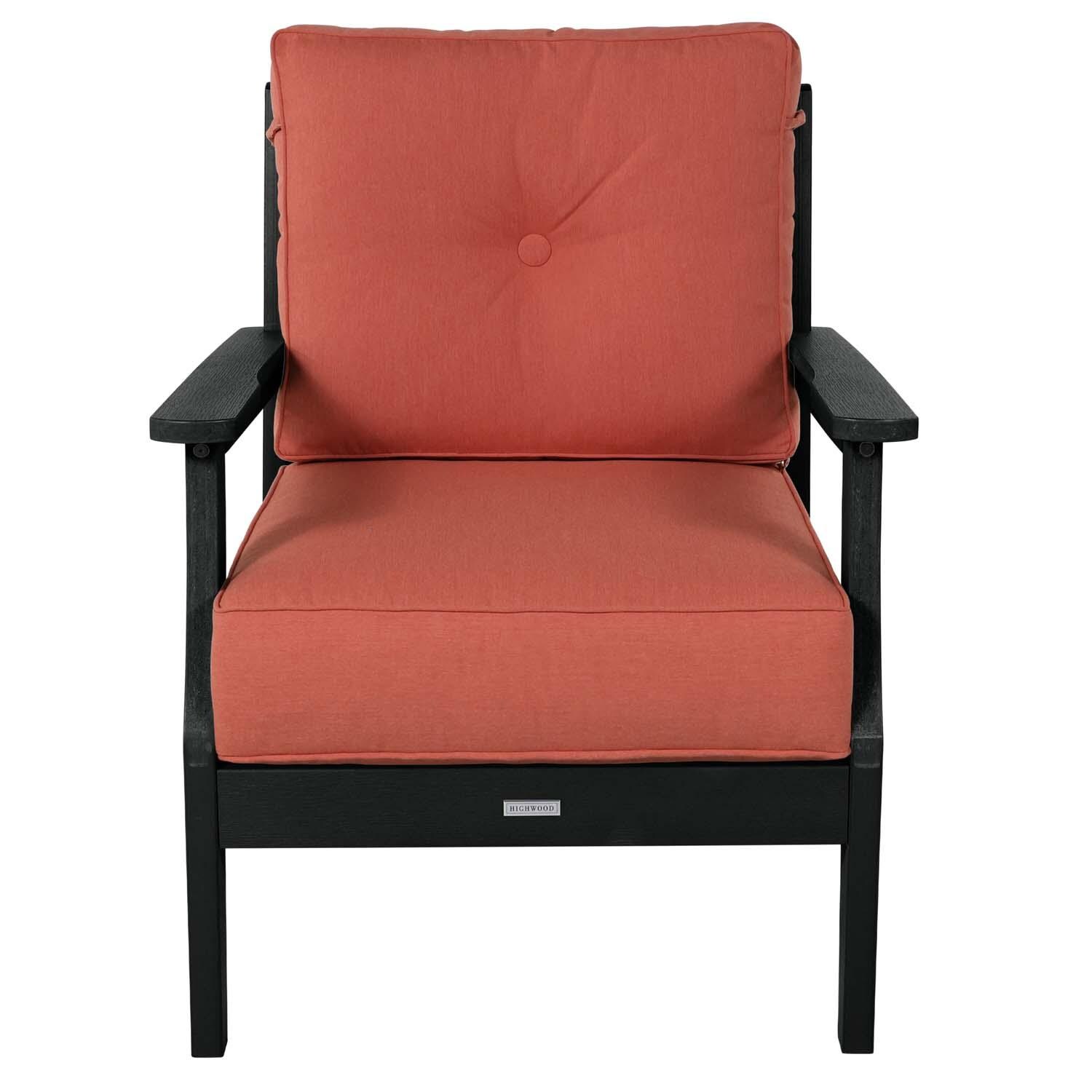 Blushing Bay Recycled Plastic Club Chair in Canvas Persimmon/Black by Lakeview Outdoor Designs - White Background thumbnail