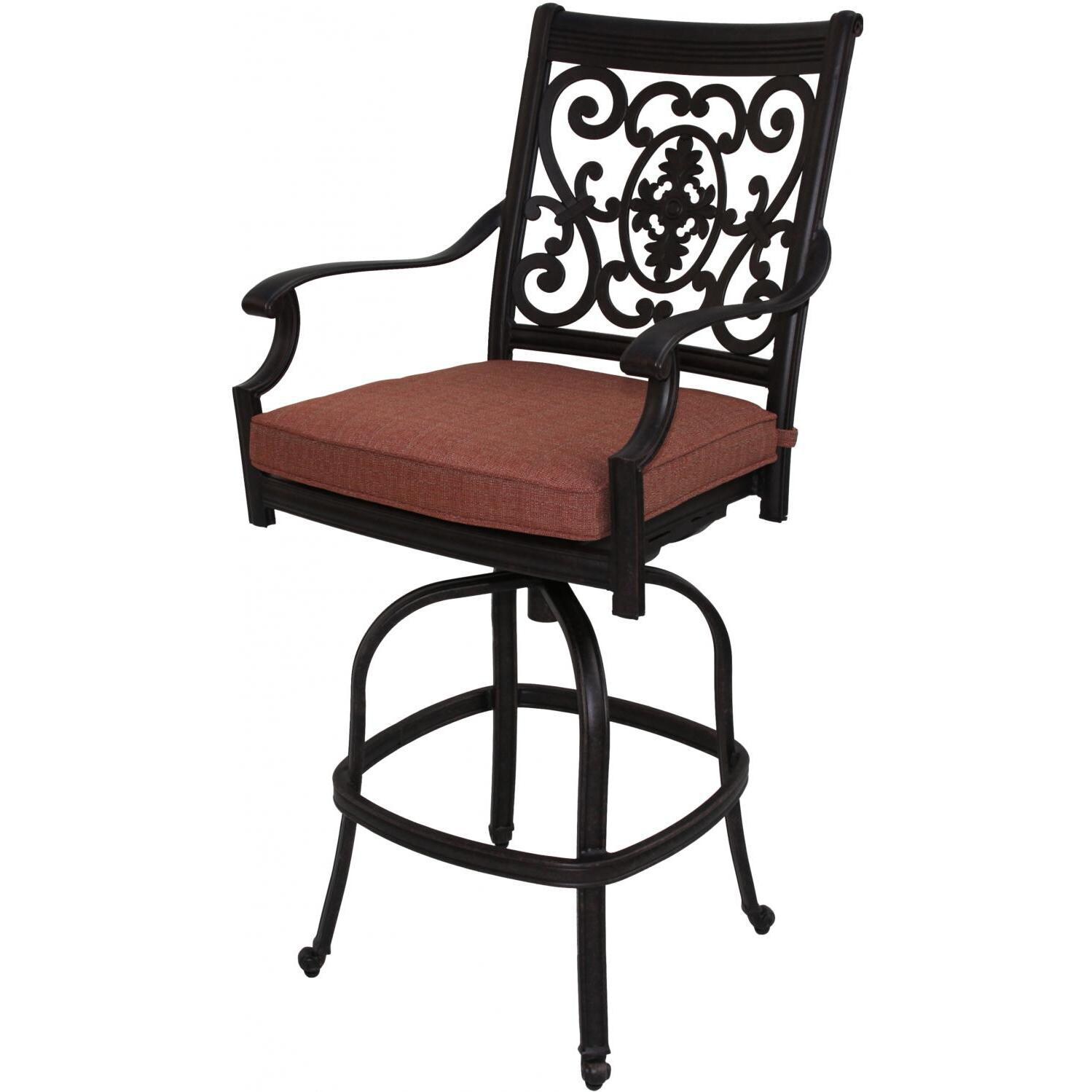 St. Cruz Cast Aluminum Patio Bar Stool W/ Spicy Chili Cushion By Darlee thumbnail