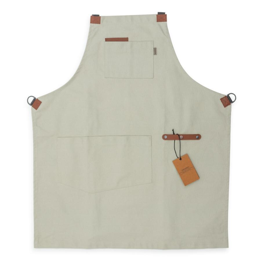 Barebones Living CKW-478 Chef Grilling Apron - Stone Folded Out Packaging Look thumbnail
