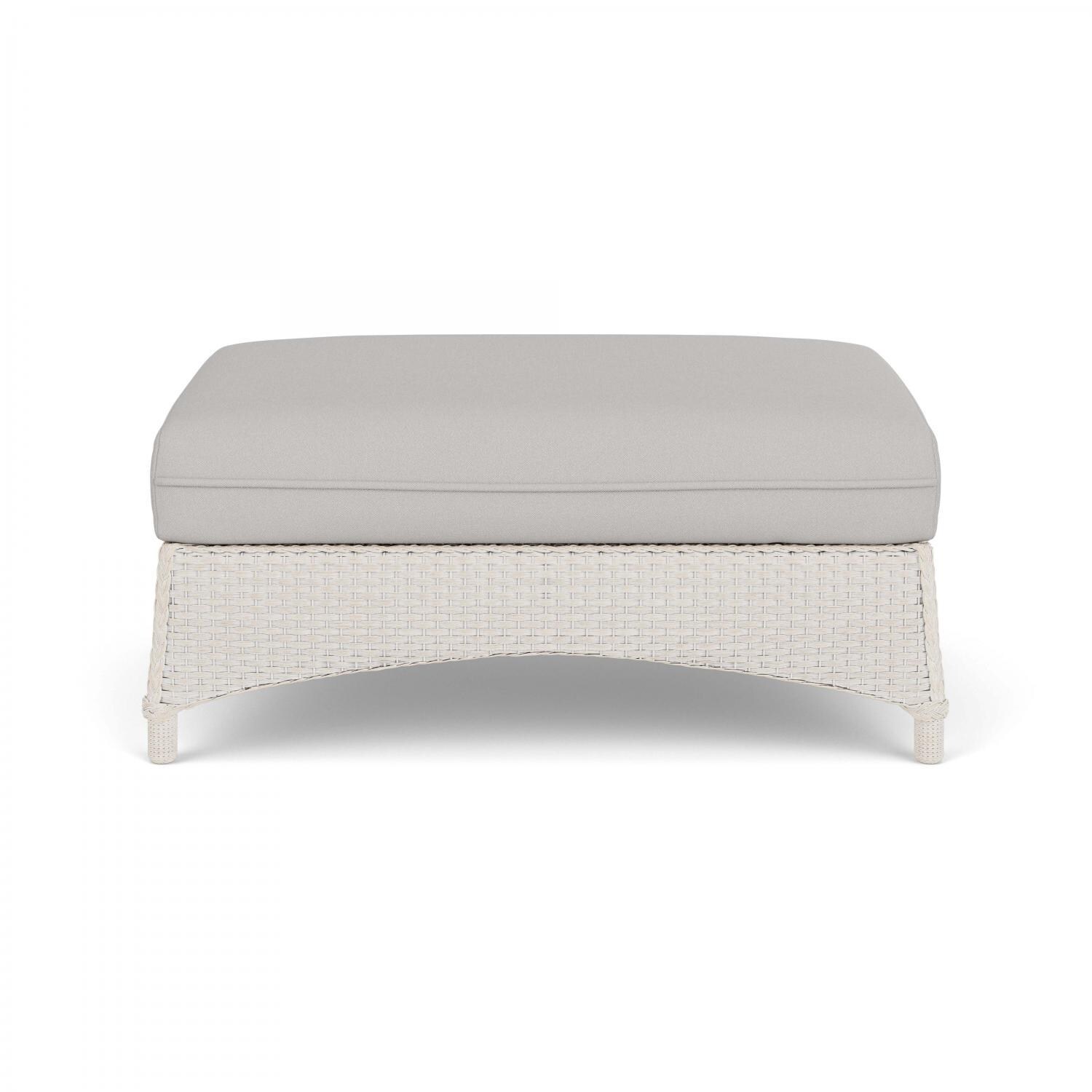 Lloyd Flanders Mandalay Large Ottoman in Antique White Finish with Tundra Dove Fabric - Back thumbnail