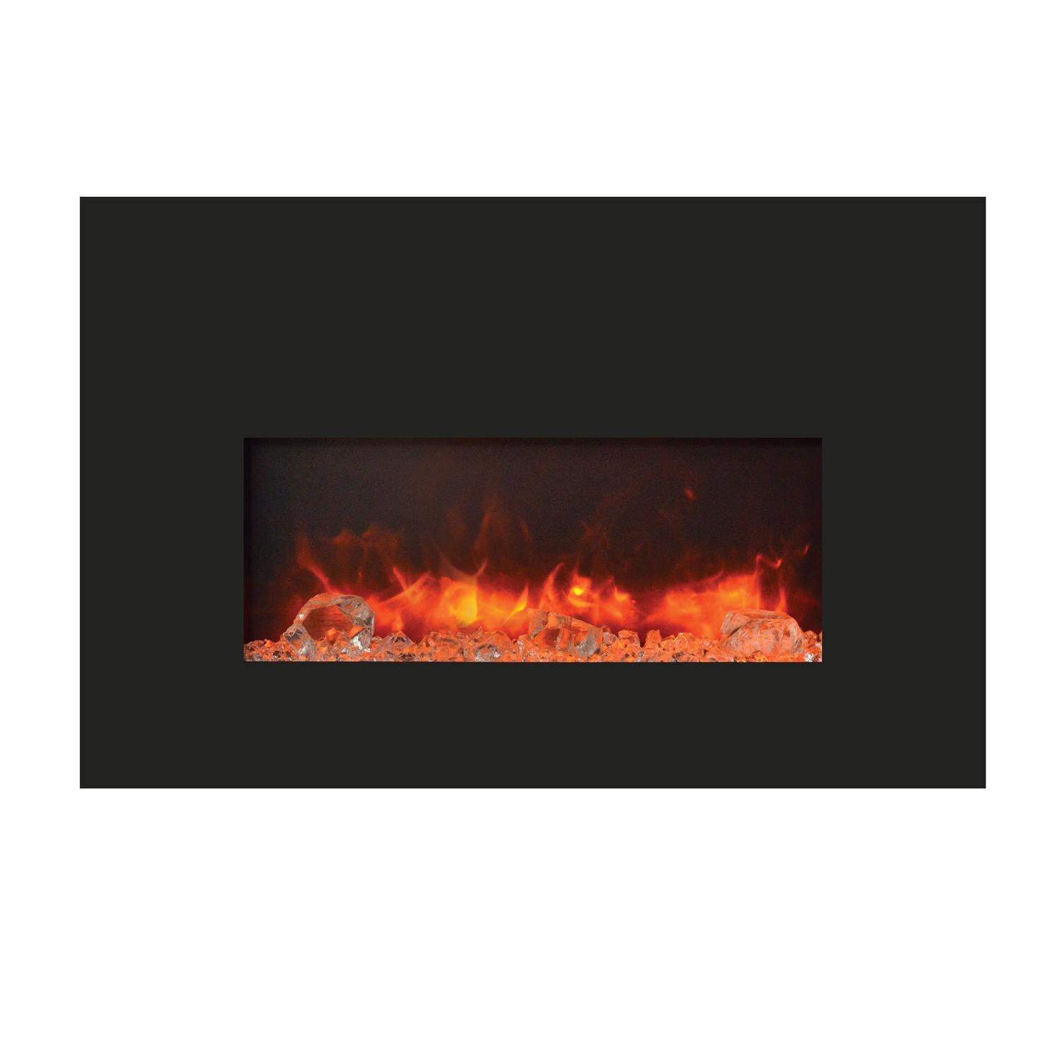 Amantii 26-inch Electric Fireplace Insert with Black Glass Surround - Orange with Clear Fire Glass thumbnail